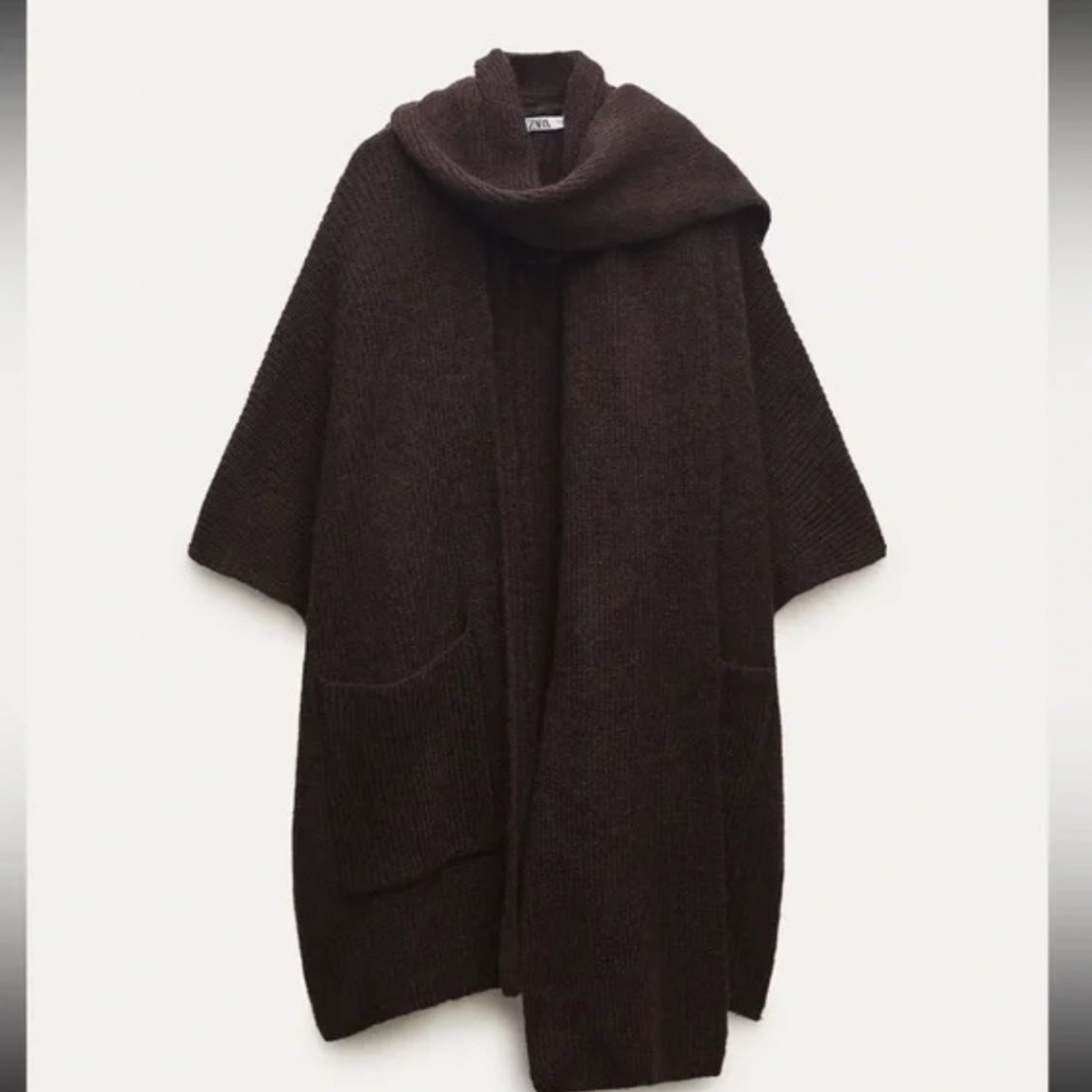Zara Brown Oversized Knit Cardigan